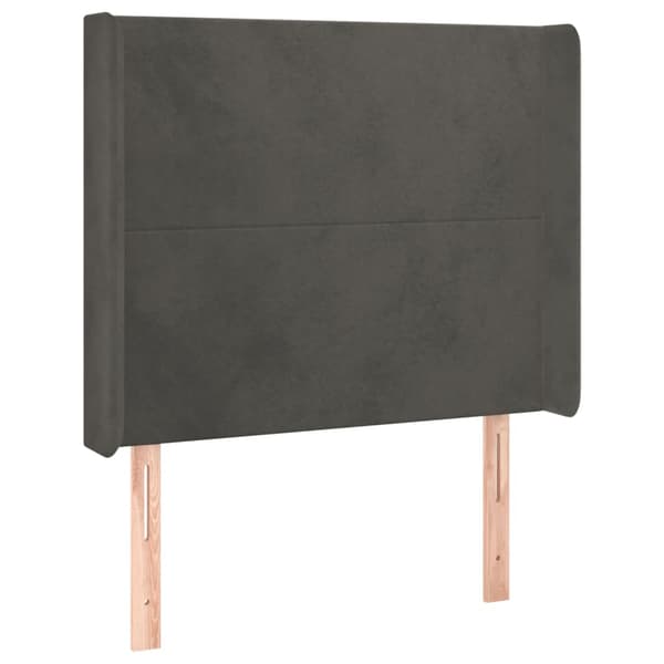Sänggavel LED mörkgrå 83x16x118/128 cm sammet