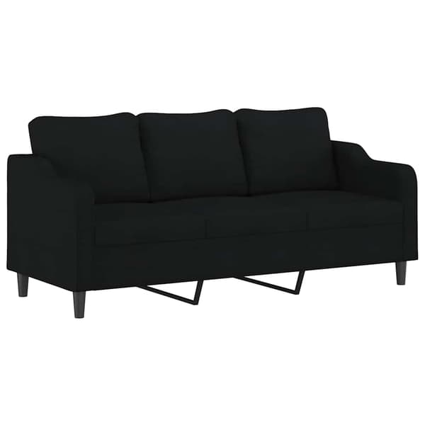 3-sitssoffa svart 180 cm tyg