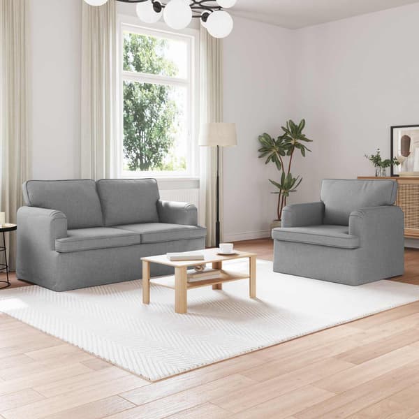 Soffset 2 pcs Ljusgrå 144 x 80 x 85 cm tyg