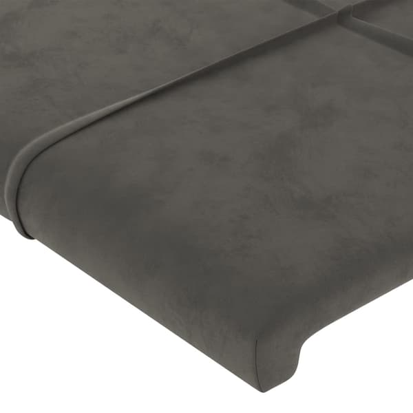 Sänggavel mörkgrå 80x5x118/128 cm sammet