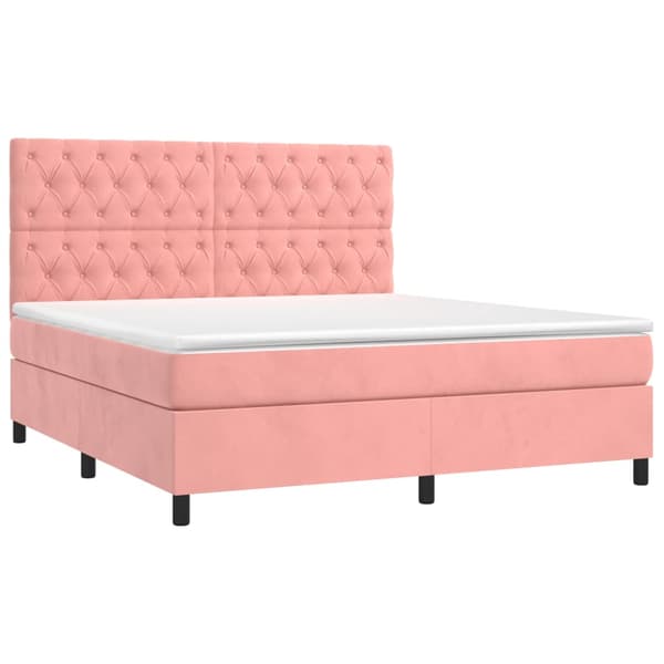 Ramsäng med madrass rosa 160x200 cm sammet