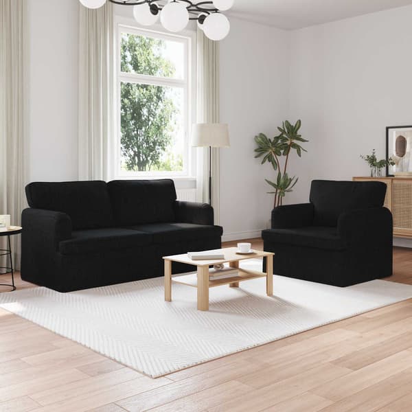 Soffset 2 pcs Svart 162 x 80 x 85 cm tyg