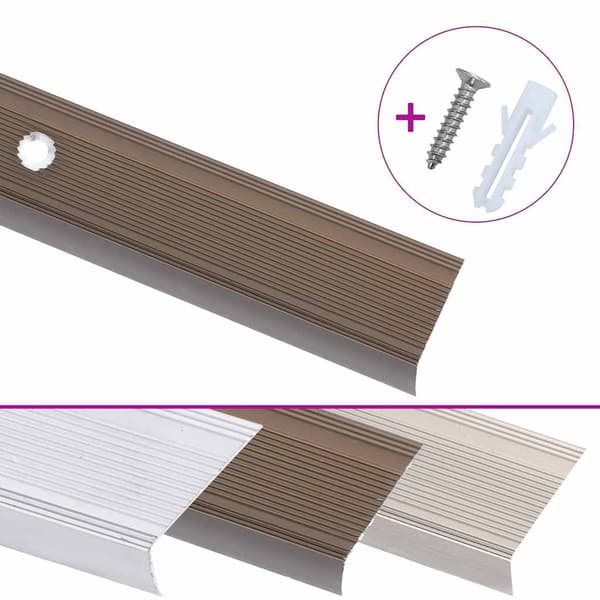 L-formade halkskydd för trapp 5 st aluminium 100 cm brun