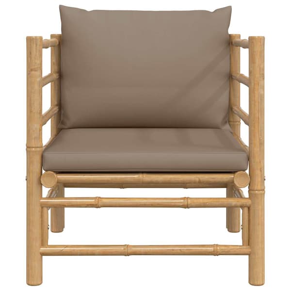 Soffa för trädgården med taupe dynor bambu