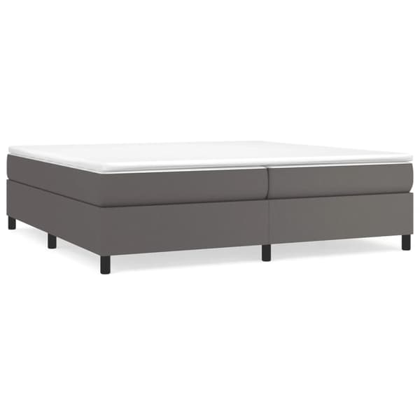 Ramsäng med madrass grå 200x200 cm konstläder