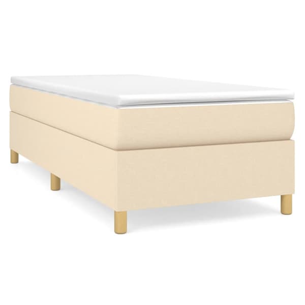 Boxspring-sängram cremefärgad 90x200 cm tyg