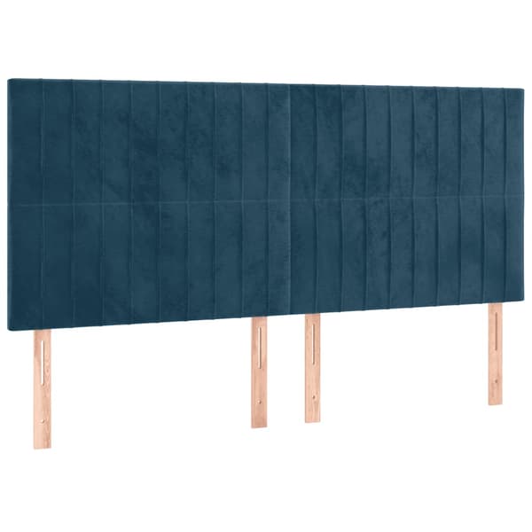 Sänggavel LED mörkblå 200x5x118/128 cm sammet