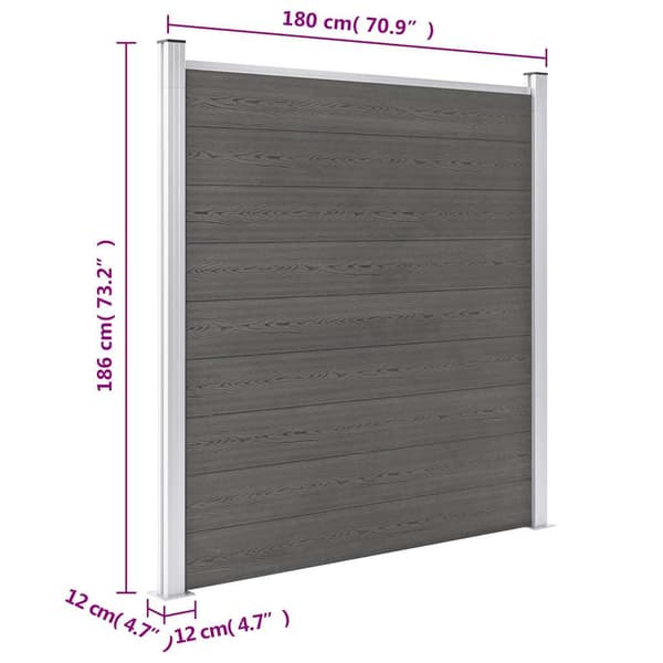 Staketpanel WPC 180x186 cm grå