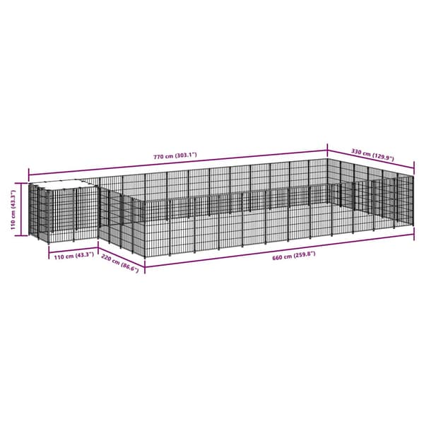 Hundgård silver 22,99 m² stål
