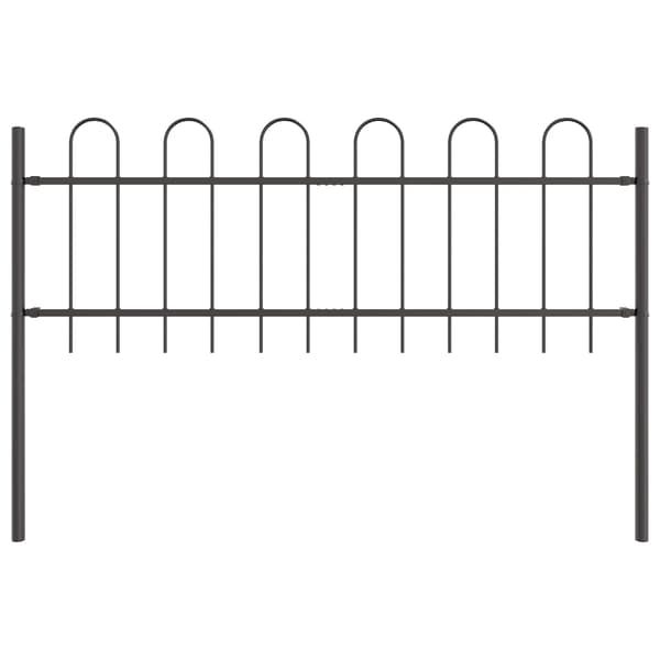 Trädgårdsstängsel 2 pcs Grå 3,4 x 0,6 m Pulverlackerad stål
