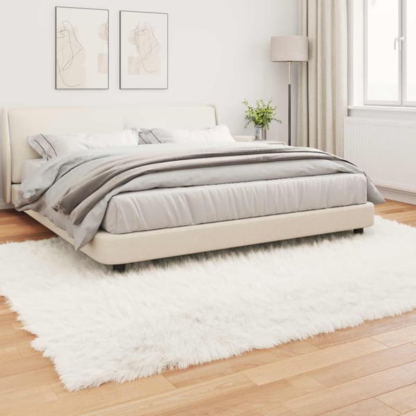 Fuskfäll matta TAFALLA Vit 200 x 280 cm Polyester