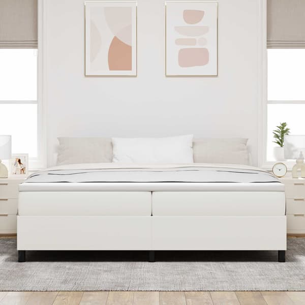 Plattform sängram Kräm 200 x 200 cm Kordread tyg