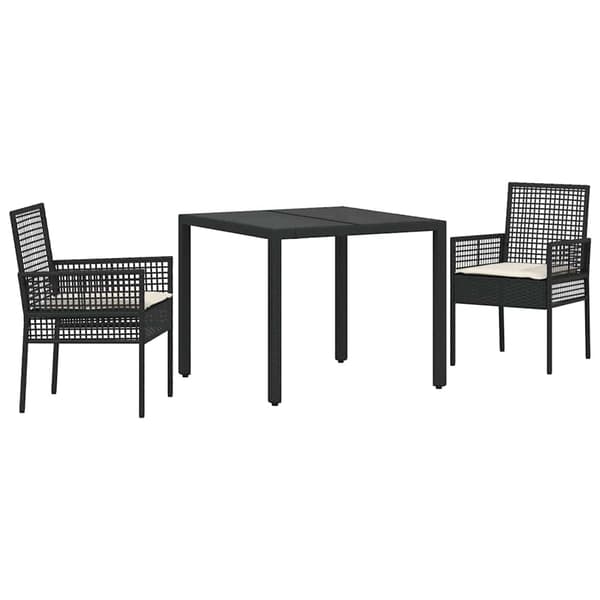 Trädgårdsmöbelset 3 pcs Svart konstrotting