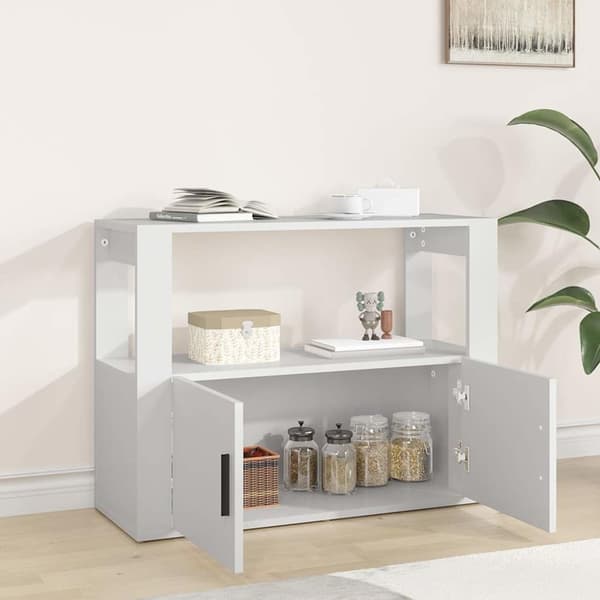Skåp vit 80x30x60 cm konstruerat trä