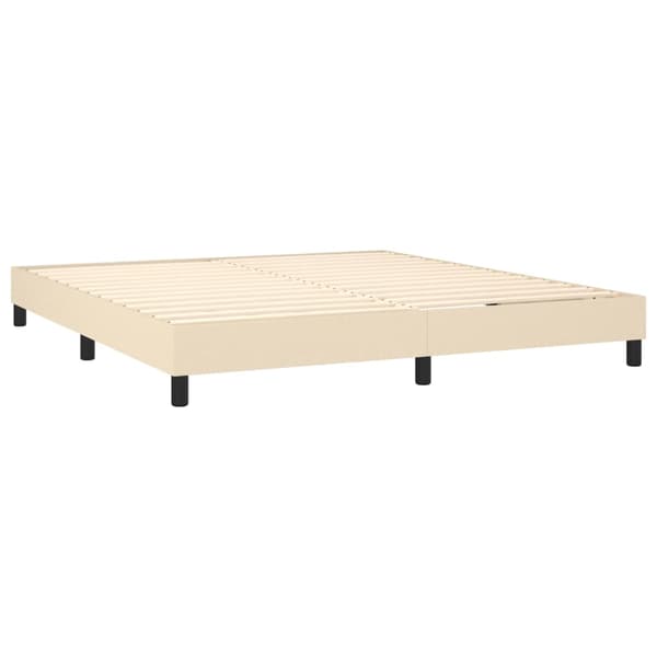 Boxspring-sängram gräddvit 180x200 cm tyg