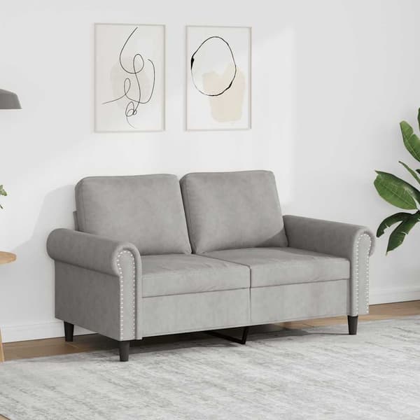 2-sitssoffa ljusgrå 120 cm sammet