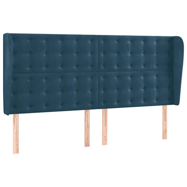 Ramsäng med madrass & LED mörkblå 160x200 cm sammet