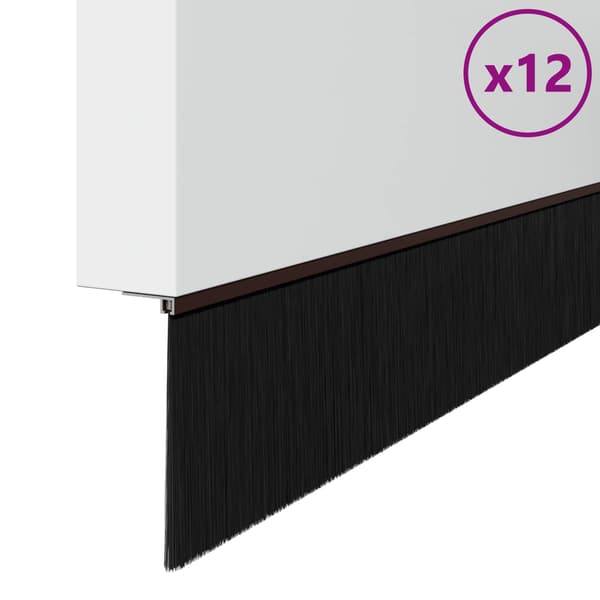 Självhäftande dörrborstlist 12 pcs Brun 100 cm