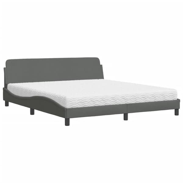 Bed with Mattress "Dover" Dark Grey 180x200 cm Fabric