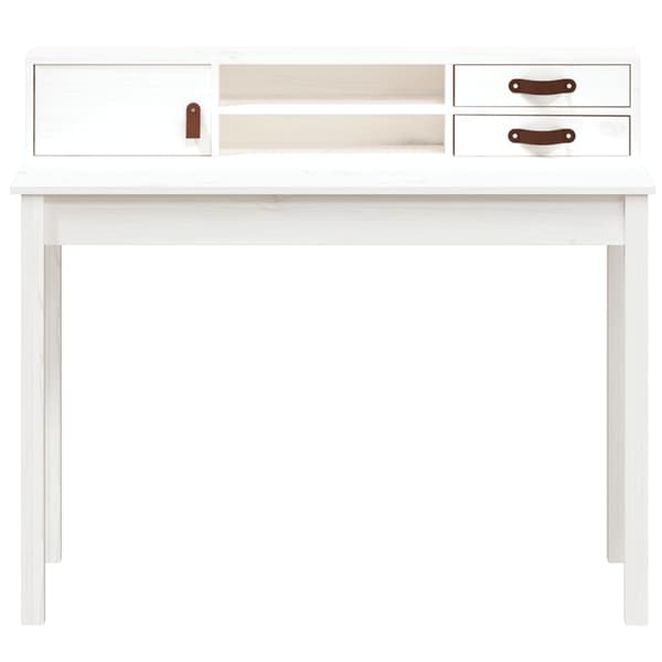 Skrivbord vit 110x50x93 cm massiv furu