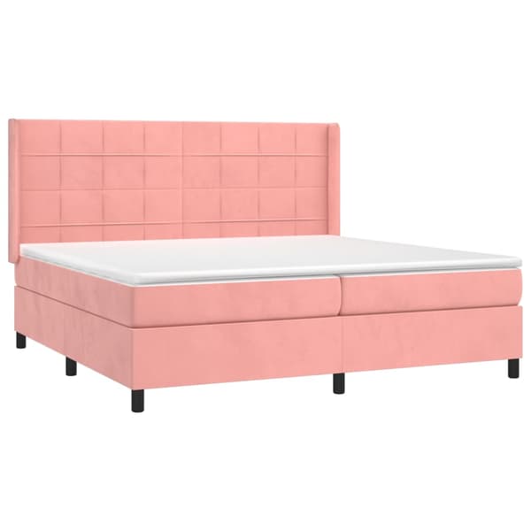 Ramsäng med madrass rosa 200x200 cm sammet