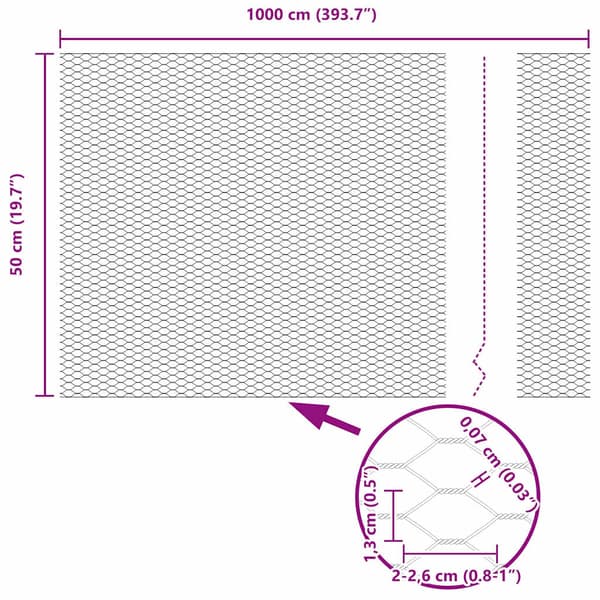 Hexagonstängsel Grå 0,5 x 10 m PVC