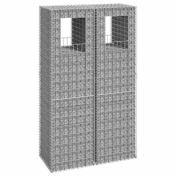 Gabionkorgar 2 st stolpformade 50x50x180 cm järn