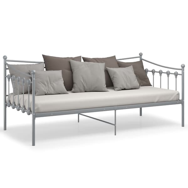 Sängram bäddsoffa grå metall 90x200 cm