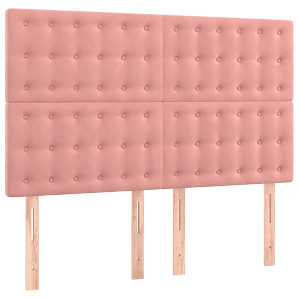 Ramsäng med madrass rosa 140x200 cm sammet