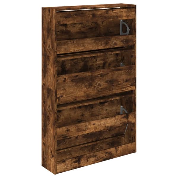 Skoställ rökfärgad ek 80x21x125,5 cm konstruerat trä
