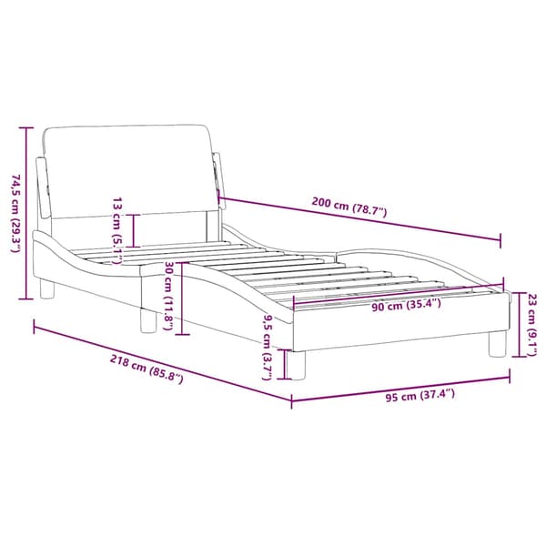 Bed Frame "Dover" Black 90x200 cm Faux Leather
