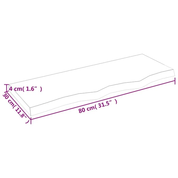 Hyllplan 80x30x(2-4) cm obehandlad massiv ek