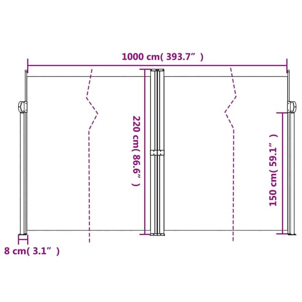 Infällbar sidomarkis terrakotta 220x1000 cm