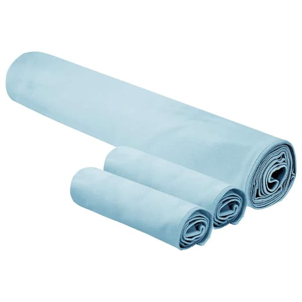 Sporthandduk Set 3 pcs Blå Polyester och polyamid