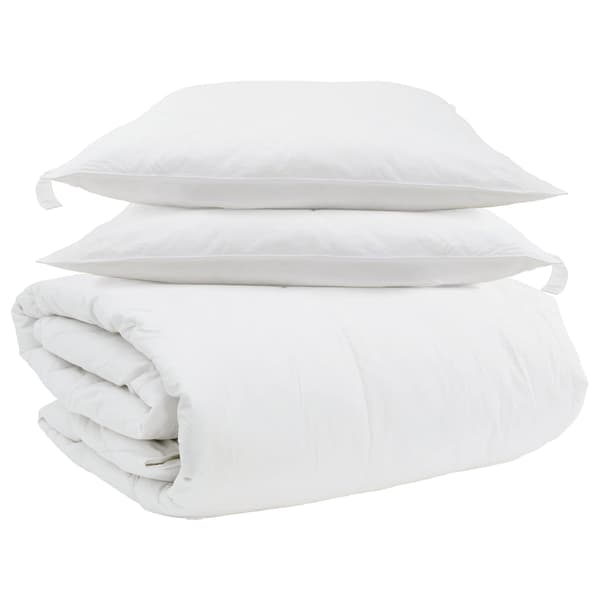 Täckeset med kudde 3 pcs Vit Dunfjäder