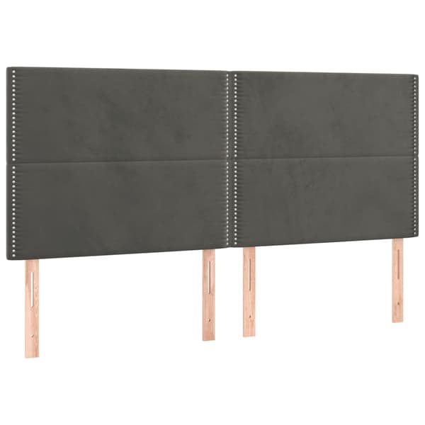 Ramsäng med madrass mörkgrå 160x200 cm sammet