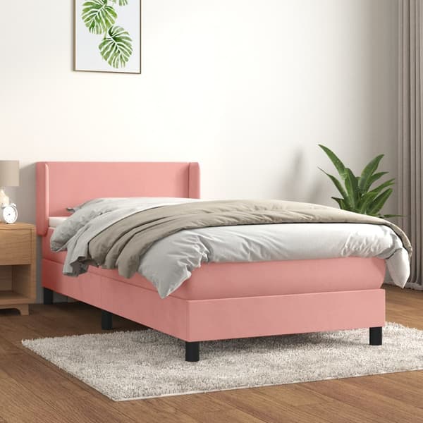 Ramsäng med madrass rosa 90x200 cm sammet