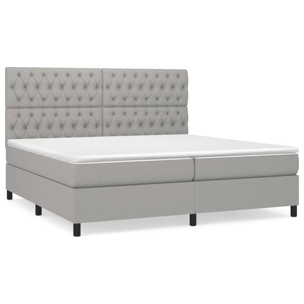 Ramsäng med madrass ljusgrå 200x200 cm tyg