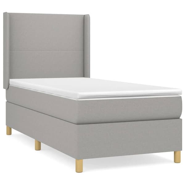 Ramsäng med madrass ljusgrå 80x200 cm tyg