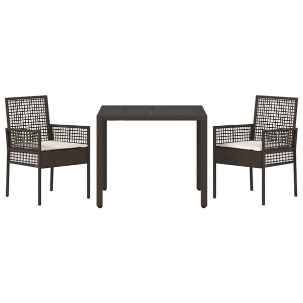 Trädgårdsmöbelset 3 pcs Brun konstrotting