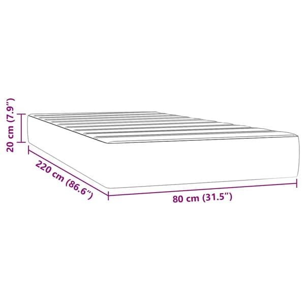 Pocketresårmadrass medium svart 80x220x20 cm sammet