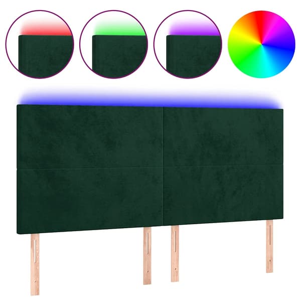 Sänggavel LED mörkgrön 160x5x118/128 cm sammet