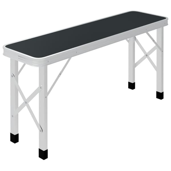 Hopfällbart campingbord med 2 bänkar aluminium grå