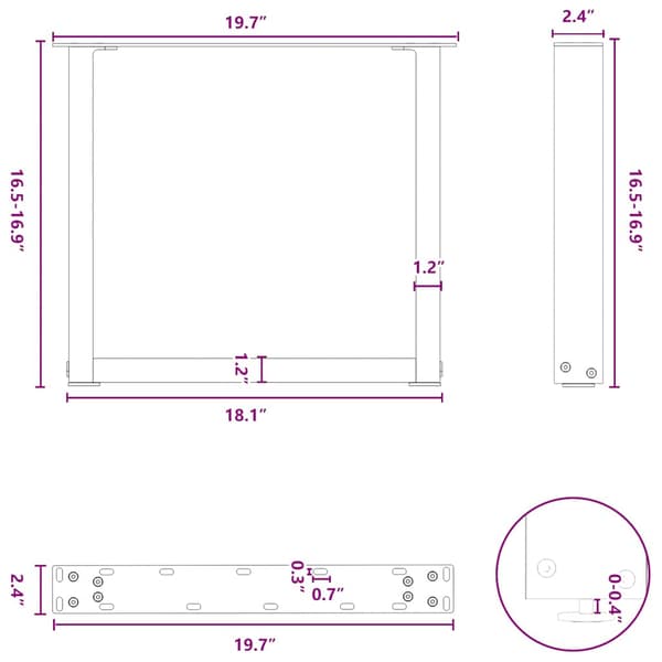 Soffbordsben U-formade 2 st vita 50x(42-43) cm stål