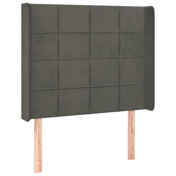 Ramsäng med madrass & LED mörkgrå 90x190 cm sammet