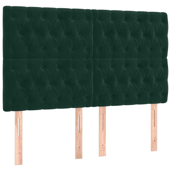 Ramsäng med madrass & LED mörkgrön 140x190 cm sammet