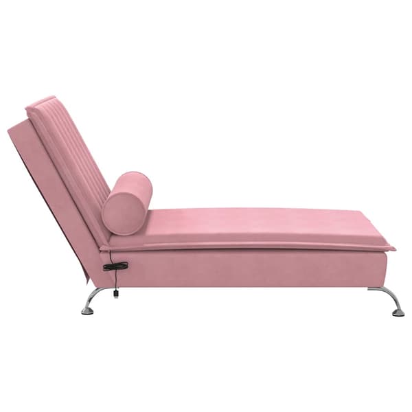 Massageschäslong med bolster rosa sammet