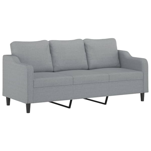 Soffgrupp med kuddar 3 delar ljusgrå tyg