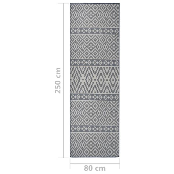 Utomhusmatta plattvävd 80x250 cm blå ränder