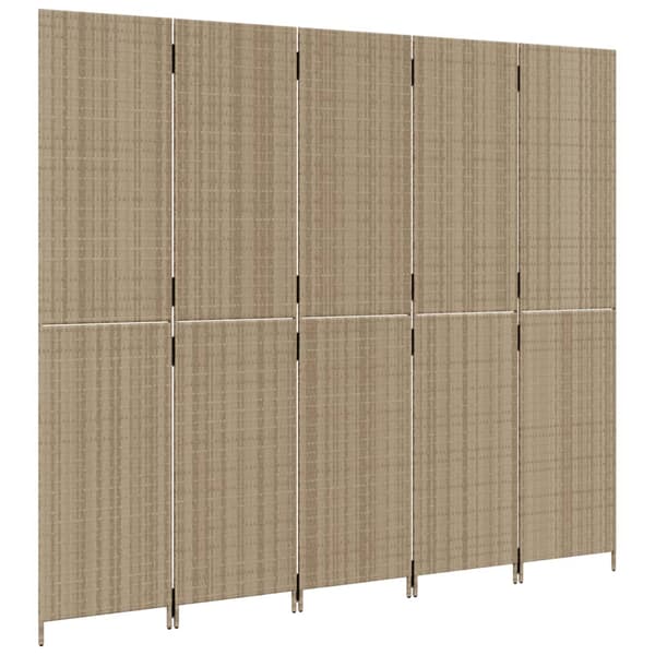 Rumsavdelare 5 paneler beige konstrottning
